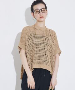 透かしガータースクエアニット