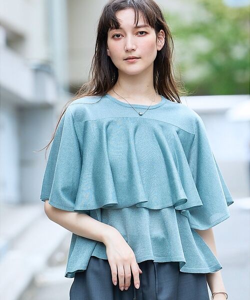 qualite / カリテ ニット・セーター | シャイニーフレアニット（セージグリーン）