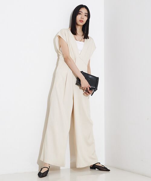 qualite/カリテ テンセルデニムオールインワン アイボリー 38 qualite/カリテ テンセルデニムオールインワン アイボリー 38