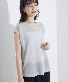 qualite / カリテ キャミソール・チューブトップ | 【大人の上品なシアー】ラメクルーネックニット