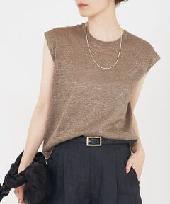 qualite / カリテ キャミソール・チューブトップ | 【大人の上品なシアー】ラメクルーネックニット