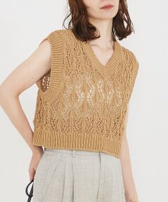 qualite / カリテ ベスト | リーフローゲージニット