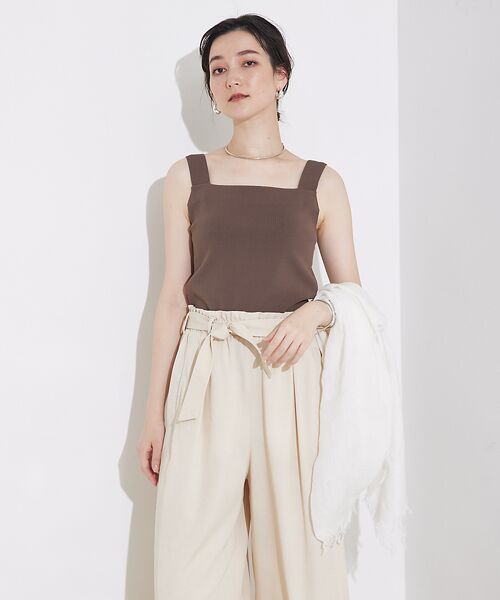 qualite / カリテ キャミソール・チューブトップ | 【セットアップ対応】接触冷感/レーヨンストレッチニットノースリーブ | 詳細1