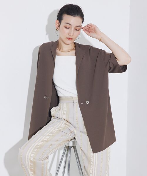 qualite / カリテ テーラードジャケット | 【セットアップ対応】接触冷感/レーヨンナイロンニットジャケット | 詳細5