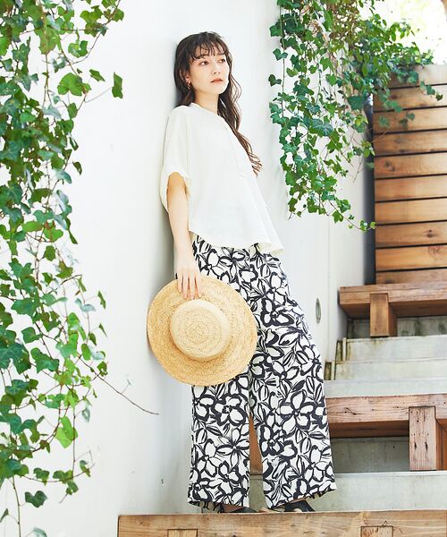 qualite / カリテ パンツ | リネンライクペインティングプリントパンツ | 詳細3