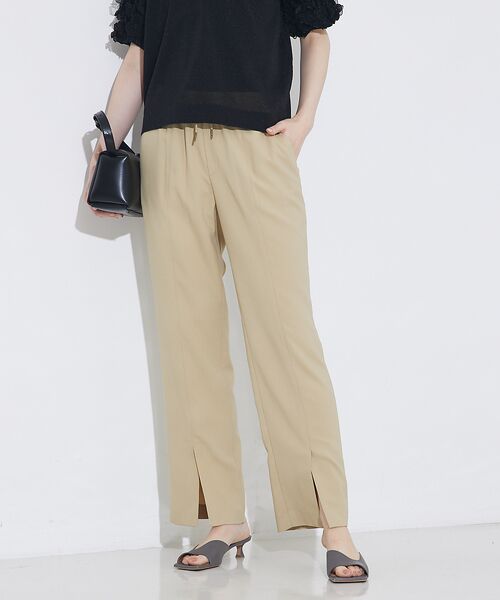 qualite/カリテ バックサテンジョーゼットベンツパンツ【予約】 オーカー 36 qualite/カリテ バックサテンジョーゼットベンツパンツ【予約】 オーカー 36