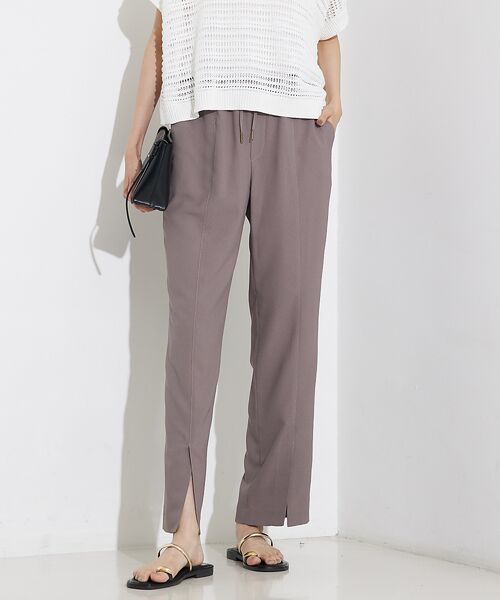 qualite/カリテ バックサテンジョーゼットベンツパンツ【予約】 モカ 34 qualite/カリテ バックサテンジョーゼットベンツパンツ【予約】 モカ 34