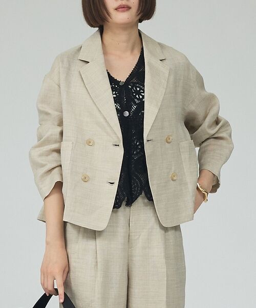 qualite / カリテ テーラードジャケット | 【セットアップ対応】ミックスカラーラミージャケット（ベージュ）