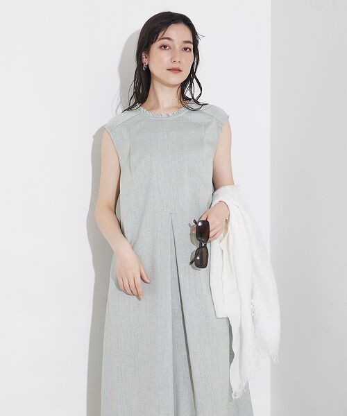 qualite/カリテ リネンライクフロントタックワンピース【予約】 グリーン 38 qualite/カリテ リネンライクフロントタックワンピース【予約】 グリーン 38