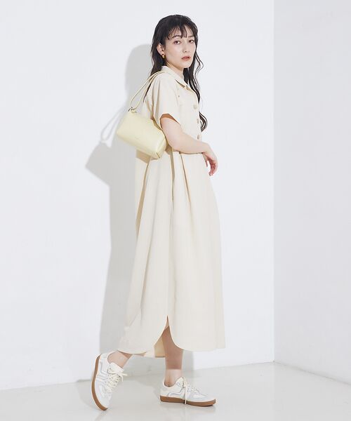 qualite/カリテ シアサッカーシャツワンピース【予約】 ベージュ 38 qualite/カリテ シアサッカーシャツワンピース【予約】 ベージュ 38
