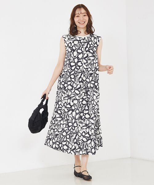 qualite / カリテ ワンピース | リネンライクペインティングプリントワンピース | 詳細2