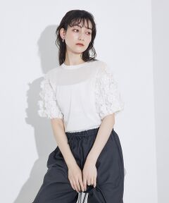 qualite / カリテ Tシャツ | boussole×qualiteフラワーエンブロPO