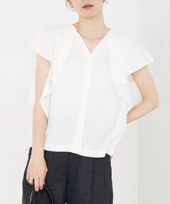 qualite - 新品同 24ss■qualite カリテ■ウエストタック フリル ブラウス F セール】 フリルカラーブラウス （シャツ・ブラウス）｜qualite