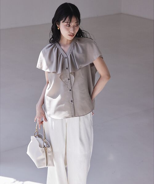 qualite / カリテ シャツ・ブラウス | ラッフルカラーVネックブラウス | 詳細12