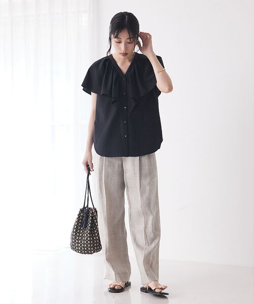 qualite / カリテ シャツ・ブラウス | ラッフルカラーVネックブラウス | 詳細4