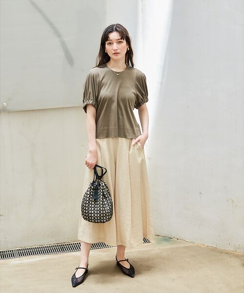 qualite / カリテ パンツ | 【接触冷感】ナチュラルシャンブレーフレアーパンツ | 詳細1