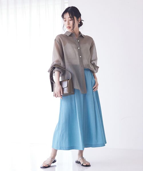 qualite / カリテ パンツ | 【接触冷感】ナチュラルシャンブレーフレアーパンツ | 詳細15