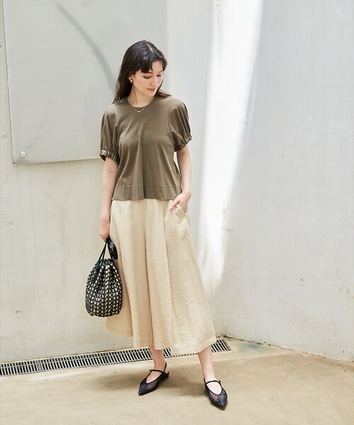 qualite / カリテ パンツ | 【接触冷感】ナチュラルシャンブレーフレアーパンツ | 詳細2