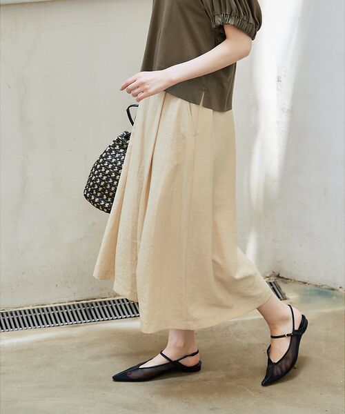 qualite / カリテ パンツ | 【接触冷感】ナチュラルシャンブレーフレアーパンツ | 詳細4