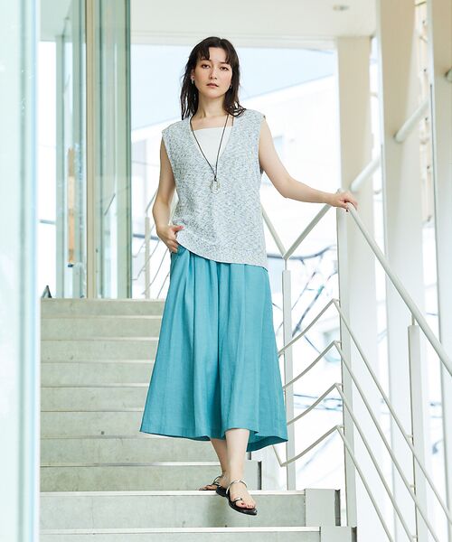 qualite / カリテ パンツ | 【接触冷感】ナチュラルシャンブレーフレアーパンツ | 詳細5