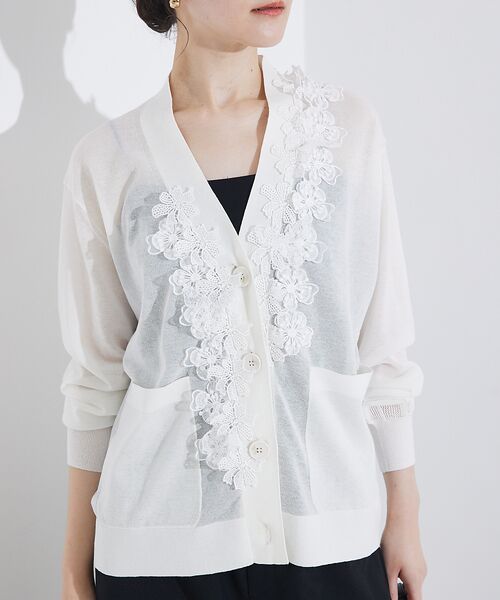 qualite / カリテ カーディガン・ボレロ | boussole×qualite　フラワーエンブロカーディガン | 詳細6