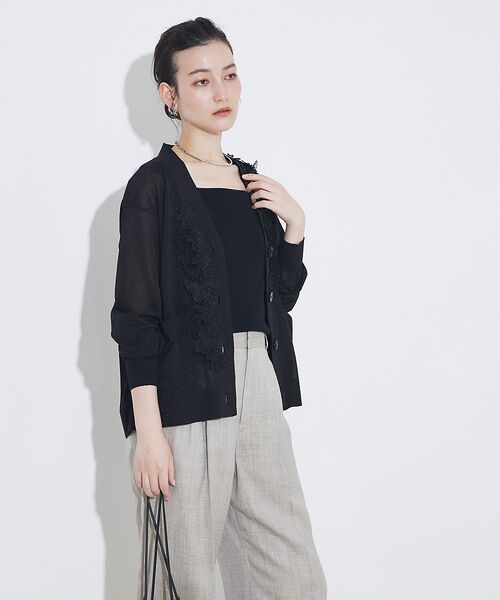 qualite / カリテ カーディガン・ボレロ | boussole×qualite　フラワーエンブロカーディガン | 詳細12