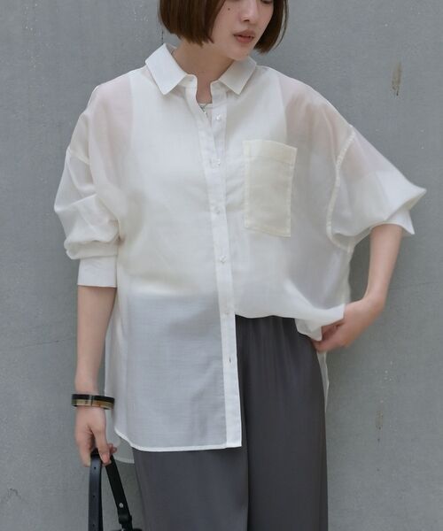 qualite / カリテ シャツ・ブラウス | 【大人シアーシャツ】バックスリットシアーシャツ【予約】 | 詳細15