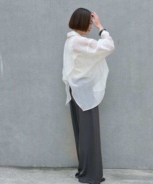 qualite / カリテ シャツ・ブラウス | 【大人シアーシャツ】バックスリットシアーシャツ【予約】 | 詳細4