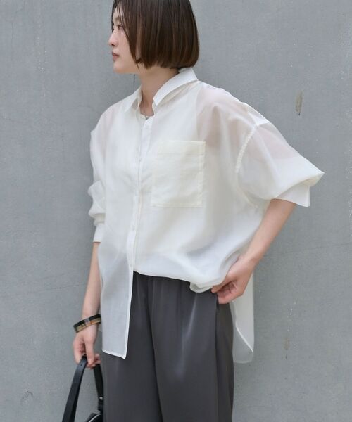 qualite / カリテ シャツ・ブラウス | 【大人シアーシャツ】バックスリットシアーシャツ【予約】 | 詳細7