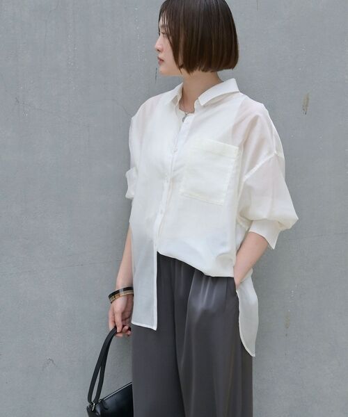 qualite / カリテ シャツ・ブラウス | 【大人シアーシャツ】バックスリットシアーシャツ【予約】 | 詳細8