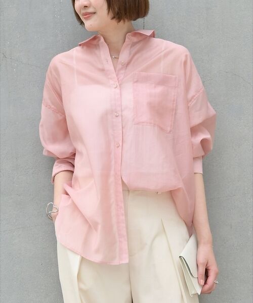 qualite / カリテ シャツ・ブラウス | 【大人シアーシャツ】バックスリットシアーシャツ【予約】（スモークピンク）