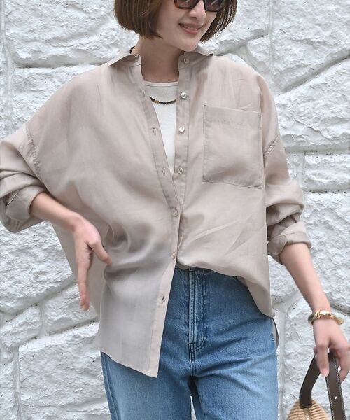 qualite / カリテ シャツ・ブラウス | 【大人シアーシャツ】バックスリットシアーシャツ【予約】（ベージュ）