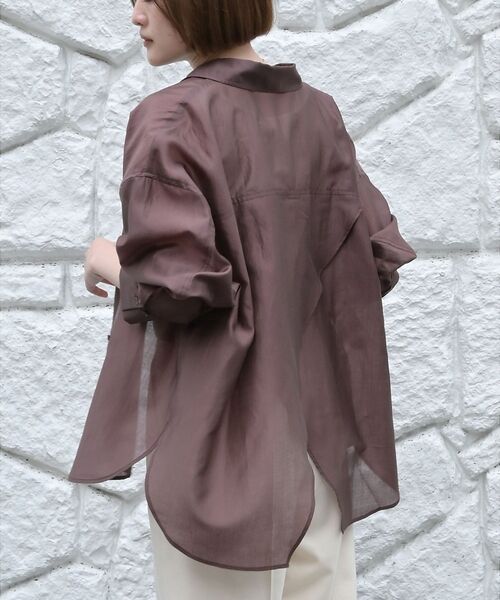 qualite / カリテ シャツ・ブラウス | 【大人シアーシャツ】バックスリットシアーシャツ【予約】（ブラウン）