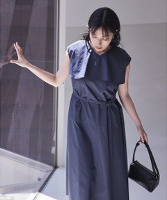 2025 春夏新作 カリテ qualite 新品 ケープワンピース＊青 2025 春夏新作 カリテ qualite 新品 ケープワンピース＊青
