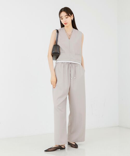 qualite / カリテ ベスト | 【接触冷感＆防シワ】ウールライクジレ/セットアップ対応 | 詳細1