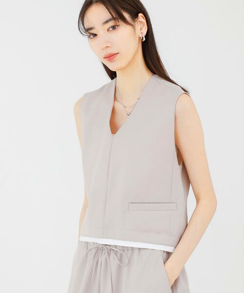 qualite / カリテ ベスト | 【接触冷感＆防シワ】ウールライクジレ/セットアップ対応 | 詳細5