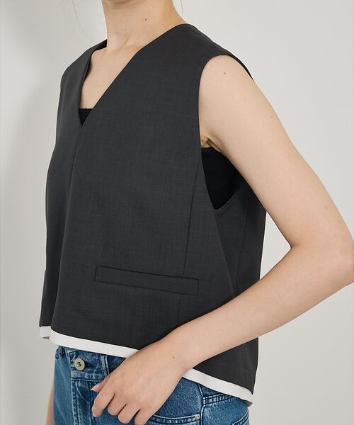 qualite / カリテ ベスト | 【接触冷感＆防シワ】ウールライクジレ/セットアップ対応 | 詳細15