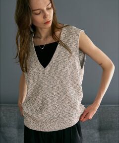 qualite / カリテ ベスト | カスリヤーン畦深Vニット