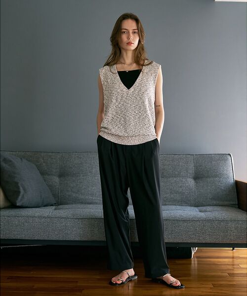 qualite / カリテ ベスト | カスリヤーン畦深Vニット | 詳細1