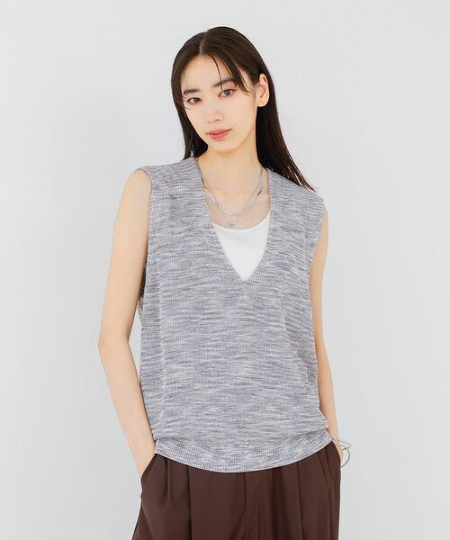 qualite / カリテ ベスト | カスリヤーン畦深Vニット | 詳細8