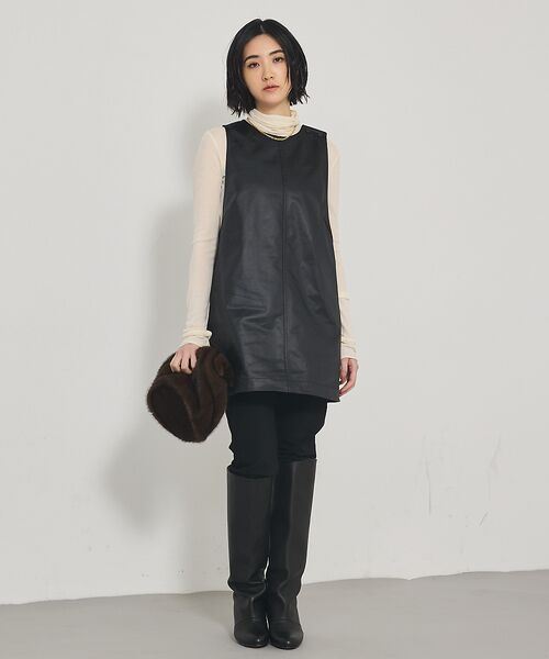 qualite / カリテ チュニック | レザーライクフレアージレ | 詳細2