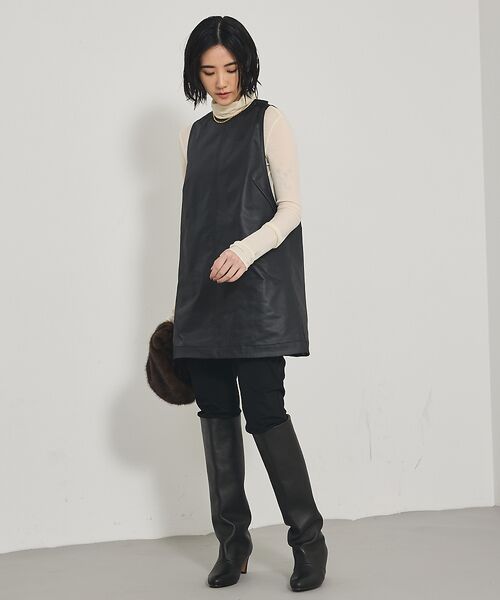 qualite / カリテ チュニック | レザーライクフレアージレ | 詳細3
