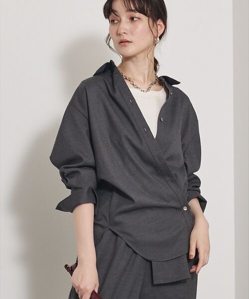 qualite/カリテ ソフトサキソニー2WAYシャツ【予約】 グレー F qualite/カリテ ソフトサキソニー2WAYシャツ【予約】 グレー F