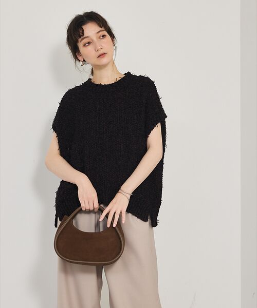 qualite / カリテ ベスト | チュールフェザーニット | 詳細13