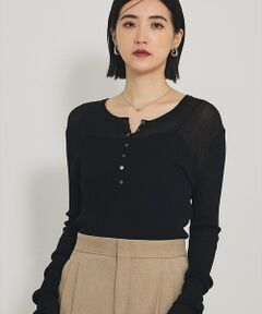qualite / カリテ Tシャツ | ヘンリーネックシアーリブニット