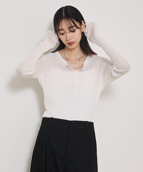 qualite / カリテ Tシャツ | ヘンリーネックシアーリブニット | 詳細15