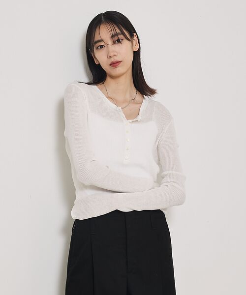 qualite / カリテ Tシャツ | ヘンリーネックシアーリブニット | 詳細16