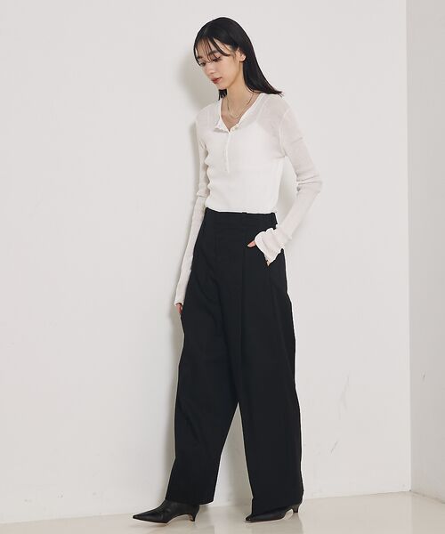 qualite / カリテ Tシャツ | ヘンリーネックシアーリブニット | 詳細17