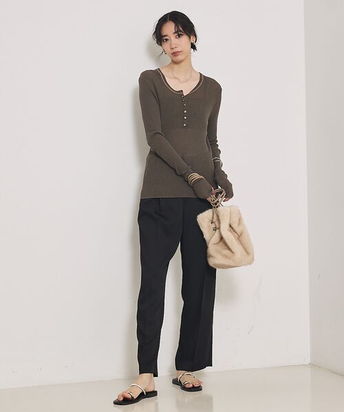 qualite / カリテ Tシャツ | ヘンリーネックシアーリブニット | 詳細4