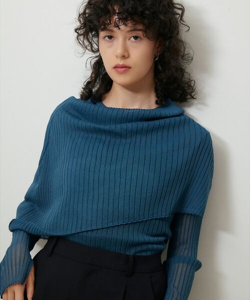 qualite/カリテ 【Oggi掲載】ワイドリブシアースヌードニット/スヌード取り外し可能 ブルー F qualite/カリテ 【Oggi掲載】ワイドリブシアースヌードニット/スヌード取り外し可能 ブルー F